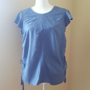 FINAL SALE! Time and Tru Blue Embroidered Blouse